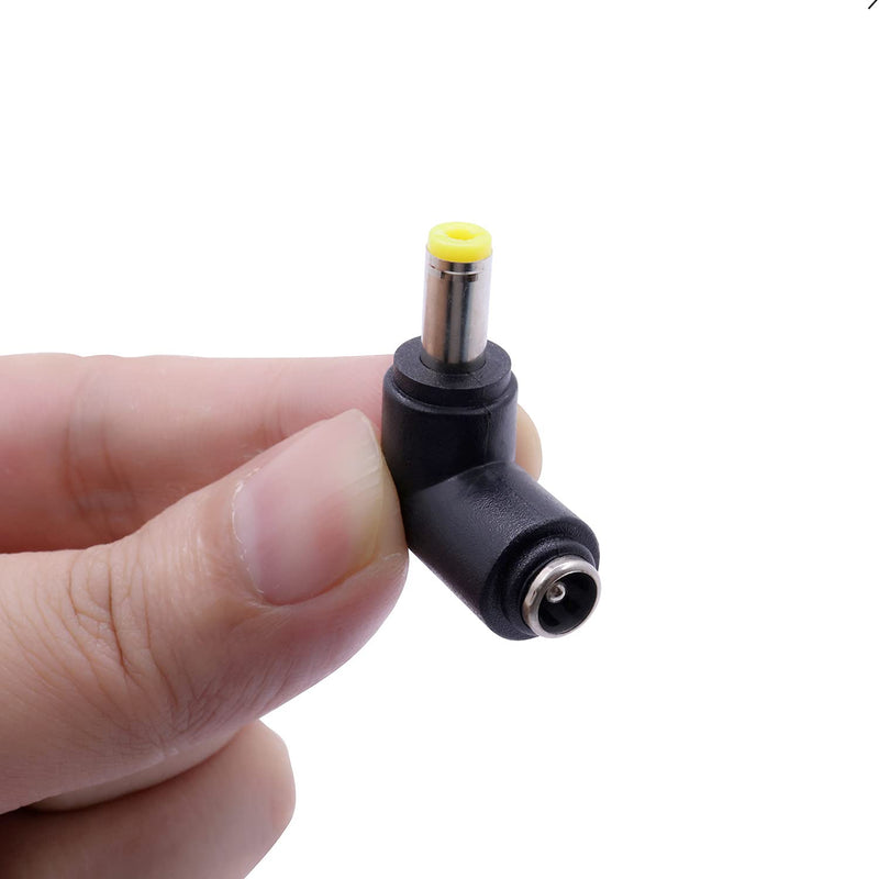 2Pcs DC Power Connector Adapter 90 Degree Angle 5.5mm x 2.5mm Male Plug to 5.5mm x 2.1mm Female Jack Coupler Converter (L Type 2.5 to 2.1mm Yellow)