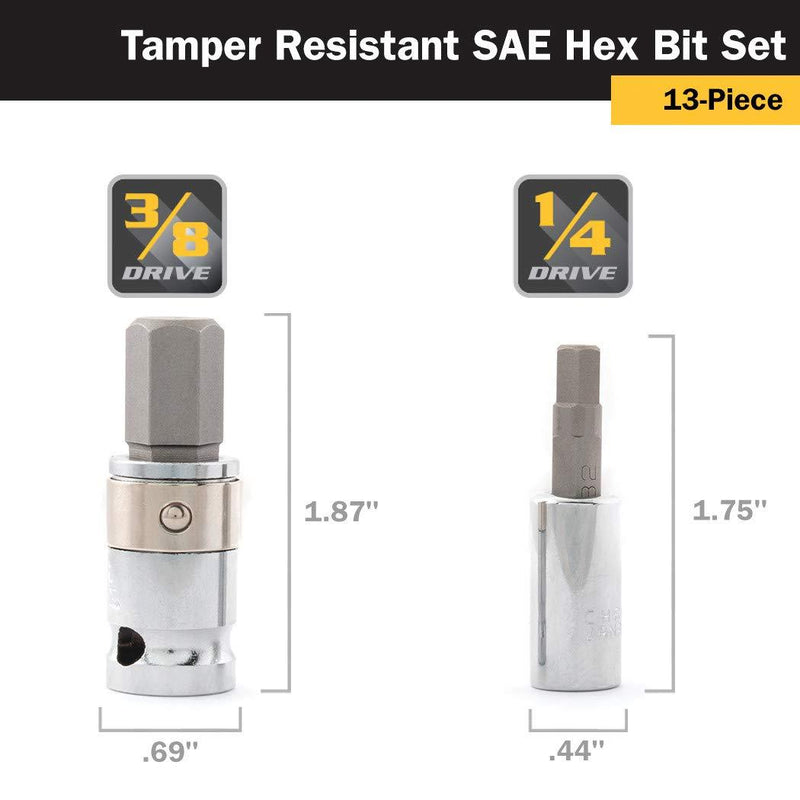Titan 16135 13-Piece Tamper Resistant SAE Hex Bit Set