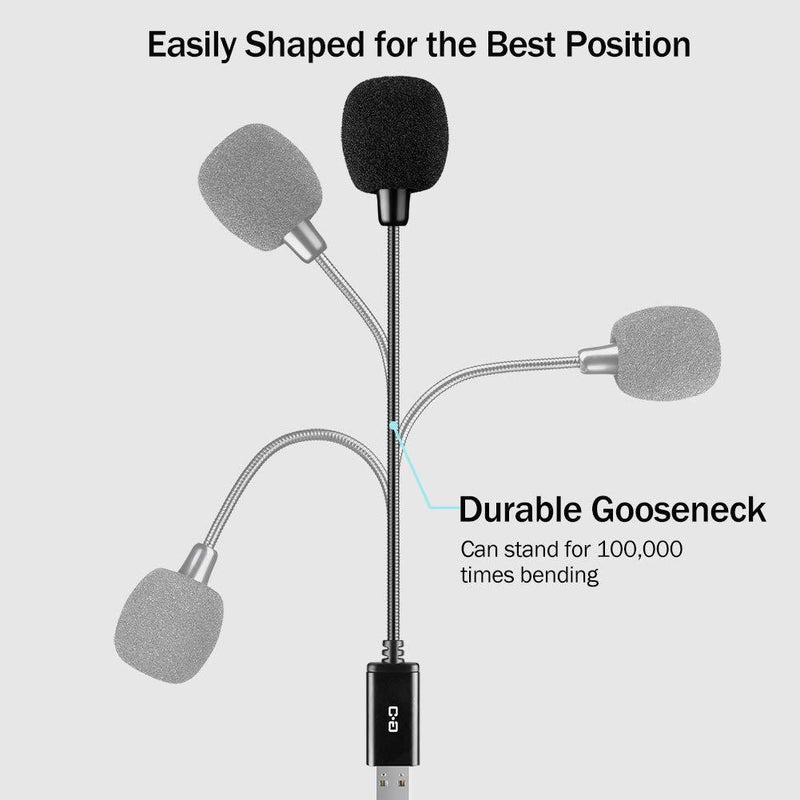 Mini USB Microphone for Laptop and Desktop Computer, with Gooseneck & Universal USB Sound Card, Compatible with PC and Mac, Plug & Play, Ideal Condenser Mic for Remote Work, Online Class, CGS-M1