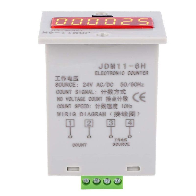 6 Digits Electronic Counter, Counting Range LED Digital Display Counter Relay Non Voltage Counter for Various Signal Input Counts Magnetic Switch (AC/DC24V)