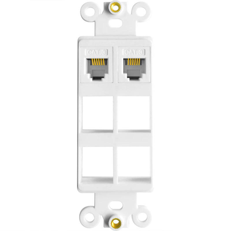 NECABLES (2 Pack) CAT3 Telephone Keystone Jack Phone Keystone Jack Punch Down Type 110 IDC to RJ11/RJ12 6P6C Female White