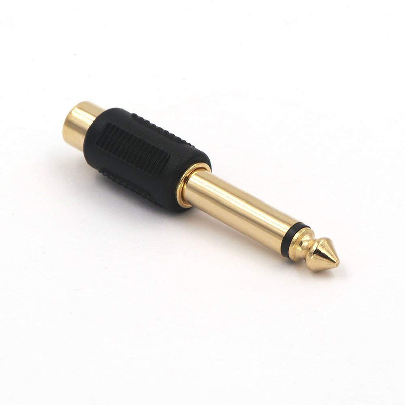 VCE RCA to 1/4" Audio Adapter, 6.35mm Mono Plug Male to RCA Female Connectors 6-Pack