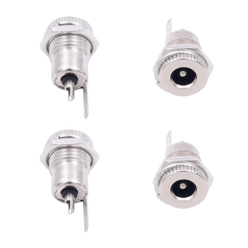 Fancasee (4 Pack) 5.5mm x 2.1mm Female DC Power Jack Socket Panel Mount 2 Pin Solder Type Metal Power Supply Jack Connector Adapter Socket