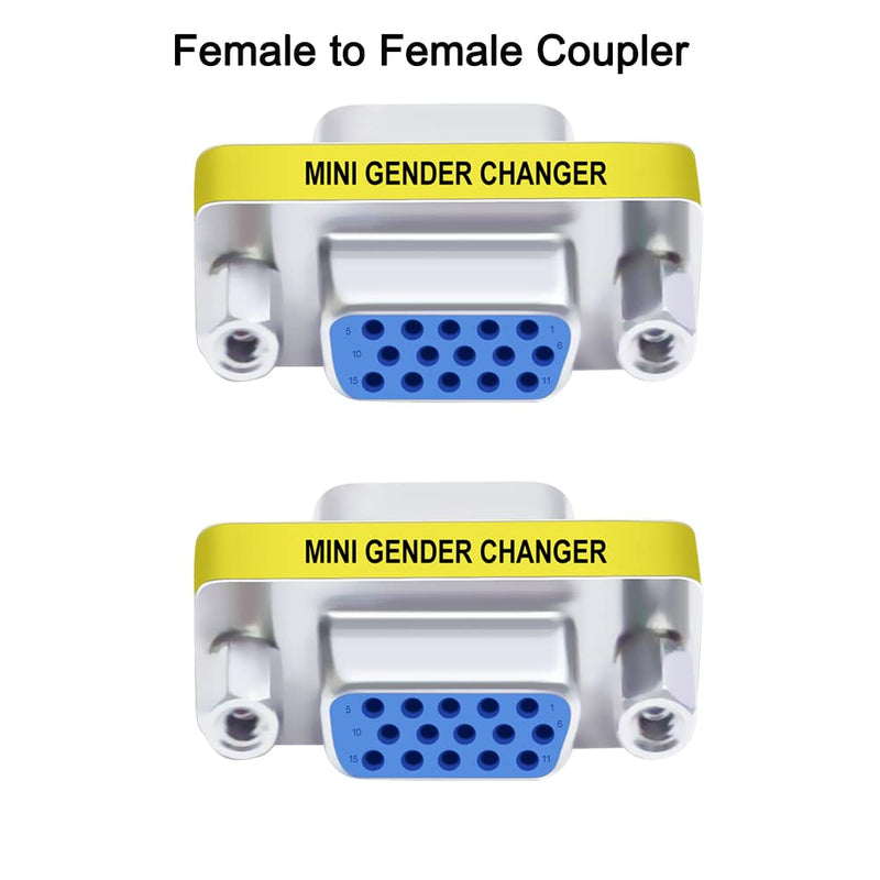DTECH 3-Pack VGA Connector Female to Female Gender Changer Male to Female Adapter, Male to Male Coupler