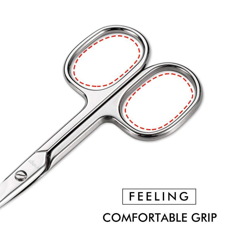 LIVINGO Premium Curved and Rounded Nose Hair Scissors for Men, 2 PC Set Nail Cuticle Manicure Scissors Shears Kit for Beard/ Mustache, Ear, Facial Hair, Eyebrows, Eyelashes for Women