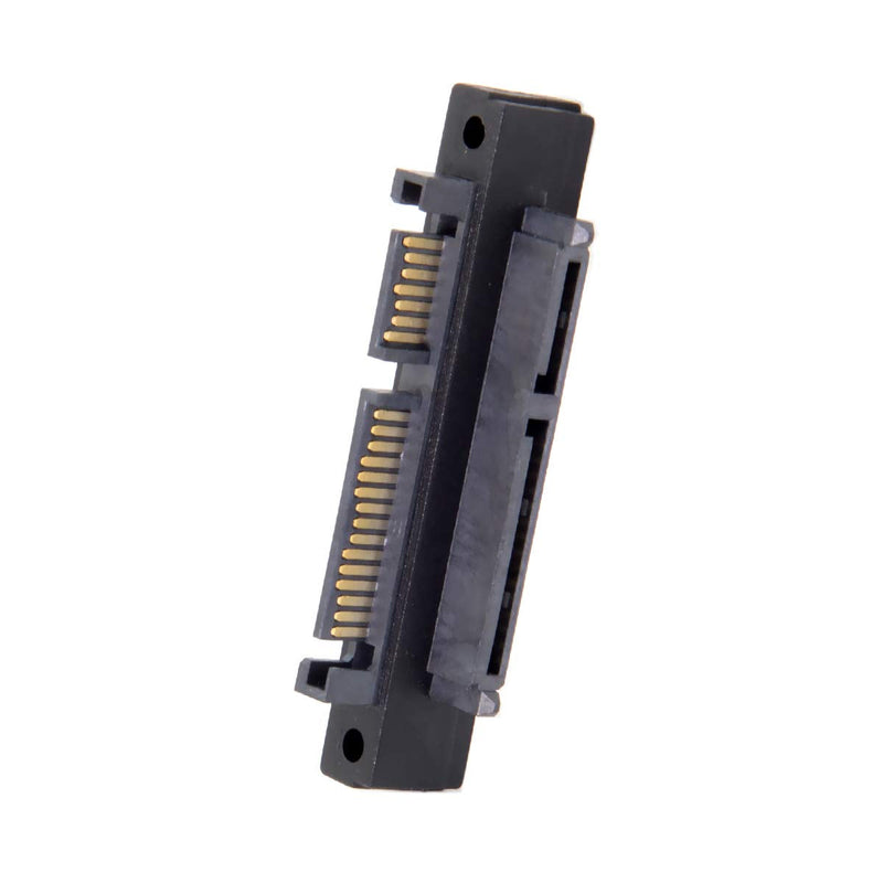 CY SATA 22Pin 7+15 Male to SATA 22Pin Female Extension Convertor Adapter 90 Degree Up Angled Black-Up-Angled