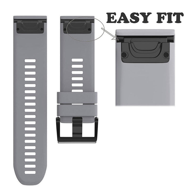 Notocity Compatible Fenix 5X Band 26mm Width Soft Silicone Watch Strap for Fenix 6X/Fenix 7X/Fenix 5X Plus/Fenix 6X Pro/Fenix 3/Fenix 3 HR/Tactix/Descent MK1/D2 Delta PX/D2 Charlie-Gray Gray