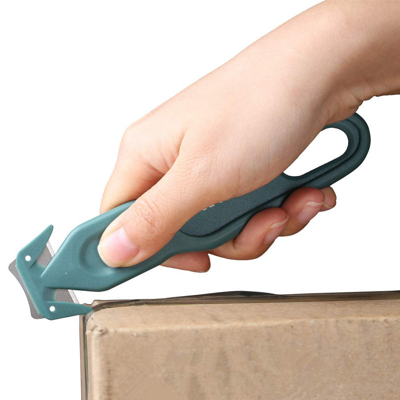 Nova Safety Cutter Tool, Safety Box Cutter Knife, Ergonomic Film Cutting Blade, Box, Strap, Carton, Package, Envelope and Letter Opener (10 Piece - Green) 10 Pack