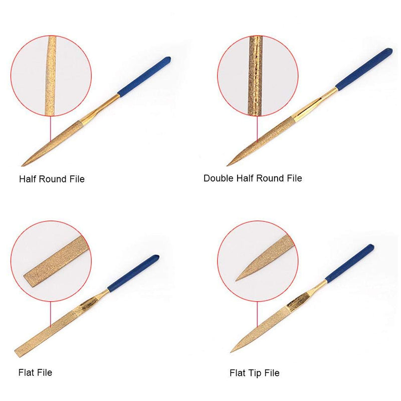 Diamond File,Titanium Coated Diamond Needle File Set 10pcs Titanium Alloy Diamond Files Repair Tool Metal Glass Ceramic Jewelry Carving