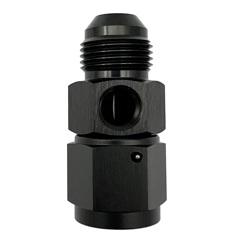 KRD PERFORMANCE Aluminum -3 AN Male to 3AN Female swivel with 1/8" NPT Gauge Port Pressure Take Off Hose Tube Adaptors Fitting, Black Male to female