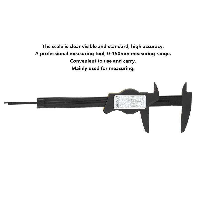 Dial Calipers 150mm, Plastic Dial Vernier Caliper Ruler Gauge Imperial Standard Measuring Tool 0.1mm Read Value(Yellow) (Yellow)