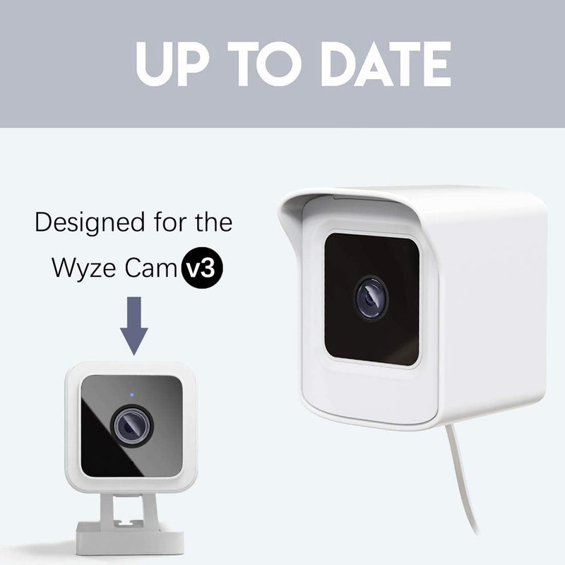PEF Mount for All-New Wyze Cam V3 ONLY, Weatherproof Protective Cover and 360 Degree Adjustable Wall Mount Solid Housing for Wyze V3 Outdoor Indoor Smart Home Camera System (White, 1 Pack) White