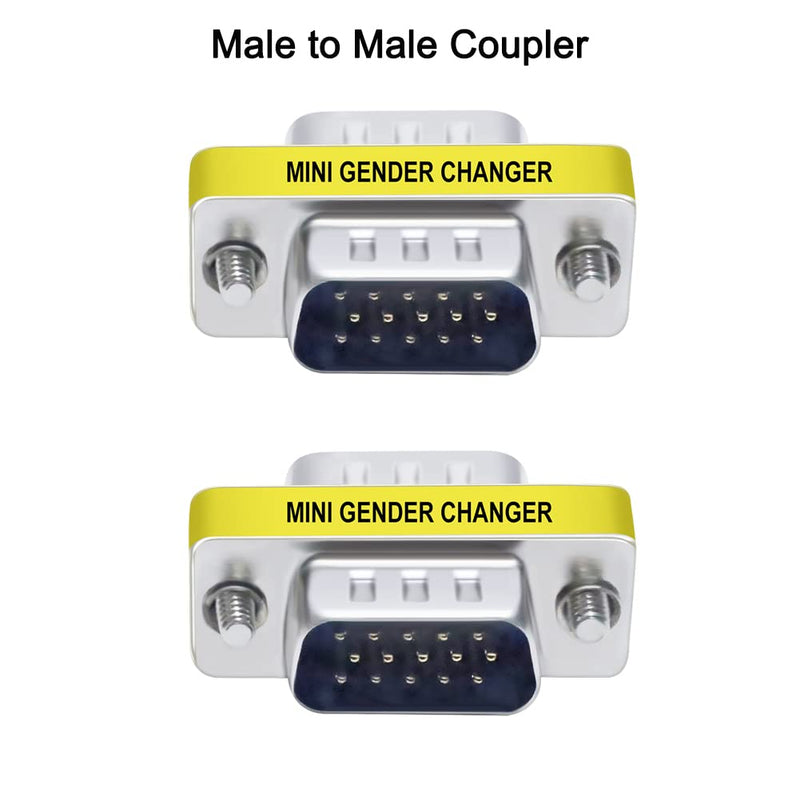 DTECH 3-Pack VGA Connector Female to Female Gender Changer Male to Female Adapter, Male to Male Coupler