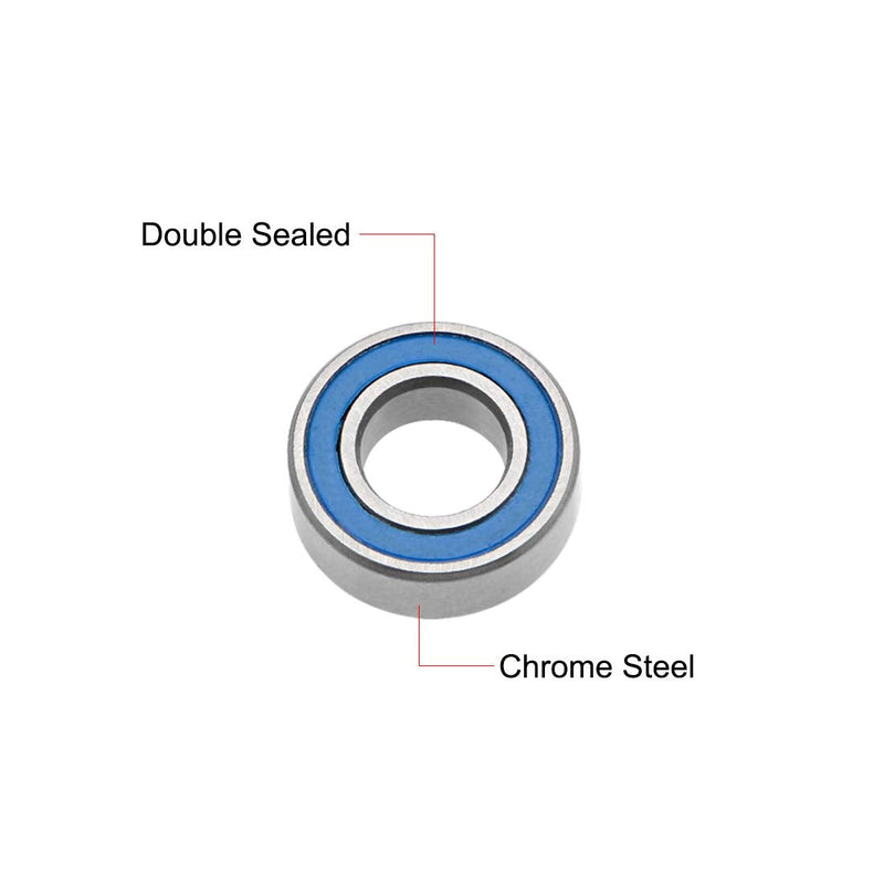 uxcell MR126-2RS Deep Groove Ball Bearings 6mm Inner Dia 12mm OD 4mm Bore Double Sealed Chrome Steel Blue Seal Z2 20pcs