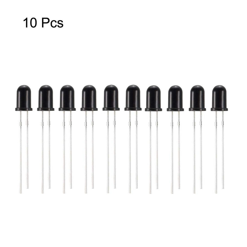 uxcell 10pcs Photosensitive Diode Photodiodes Light Sensitive Sensors,5mm Black Round Head Receiver Diode