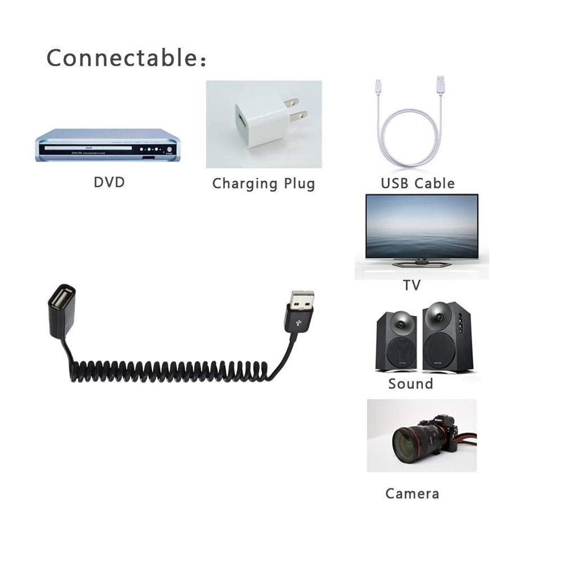 MXTECHNIC USB 2.0 Expansion Spring Coiled Cable 4in Standard Spiral Flexible Active Extension USB 2.0 A-Male to A-Female Processors for Printers, Cameras, Mouse and Other USB Computers (3 Packs) Male to A-Female Expansion cable 3 Packs