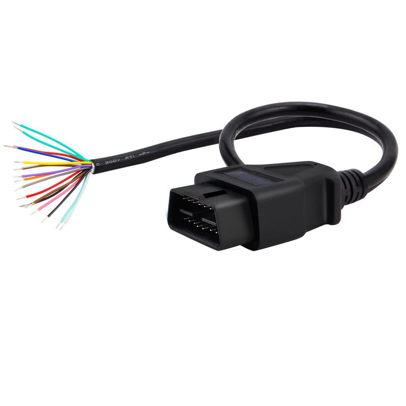iKKEGOL 16 Pin J1962 OBD2 OBD-II Male Connector to Open Plug Wire, OBD Diagnostic Extension Cable Pigtail for DIY (60cm 24" inch, 2ft) 1x Male connector Pigtail