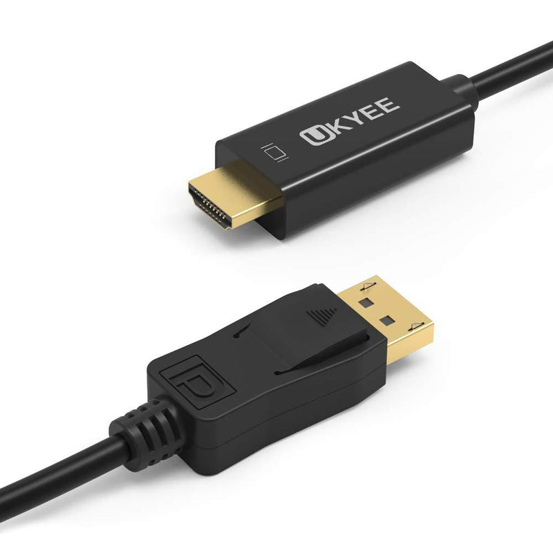 Displayport to HDMI Cable 6 feet 2-Pack, UKYEE Display Port (DP) to HDMI Adapter 6ft Male to Male Cord Converter for PCs to HDTV, Monitor, Projector.