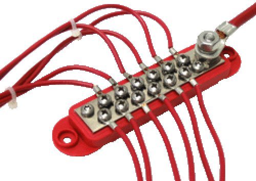 Bay Marine Supply Busbar – 12-Point Power Distribution Block (240A Rating) – #8 Terminal Screws & 1/4" Stud – Black Bus Bar 12-Point (240A)