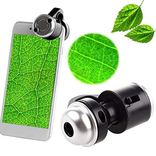Jiusion 30X Zoom Bright LED Stereo Microscope Magnifier Clip-On Cell Phone Mobile Phone Camera Lens Compatible with Apple iPhone Samsung iPad