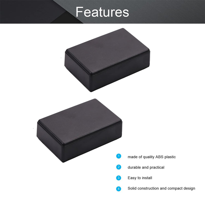 Fielect 2Pcs Junction Project Boxes ABS Plastic Junction Box Electrical Project Case Power Junction Box Electronic Junction Box Black 3.62 x 2.28 x 0.91 inch (92x58x23mm) 3.62" x 2.28" x 0.91"