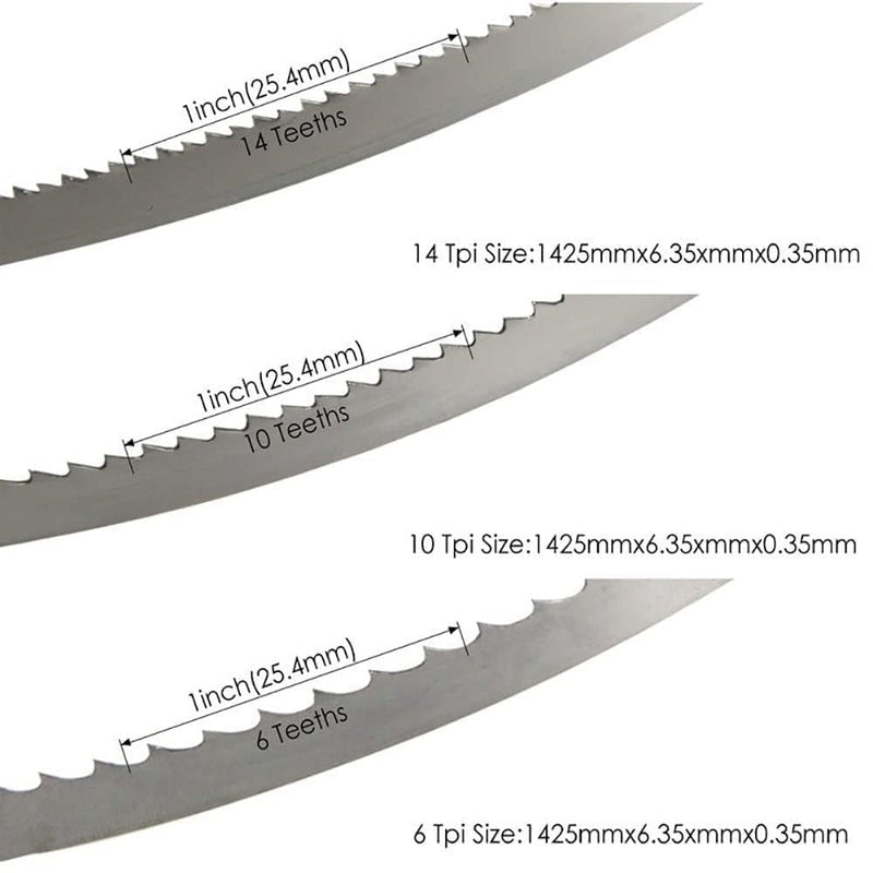 Set of 4 saw blades, band saw band, band saw blade, 1425 x 6.35 x 0.35 mm x 6ZPZ band saw blades, wood band saw blade