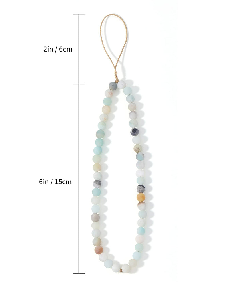 OAIITE Semi-Precious Gem Stones Beaded Phone Charm Cell Phone Lanyard Wrist Strap Handmade Natural Gemstone Phone Chain string Amazonite