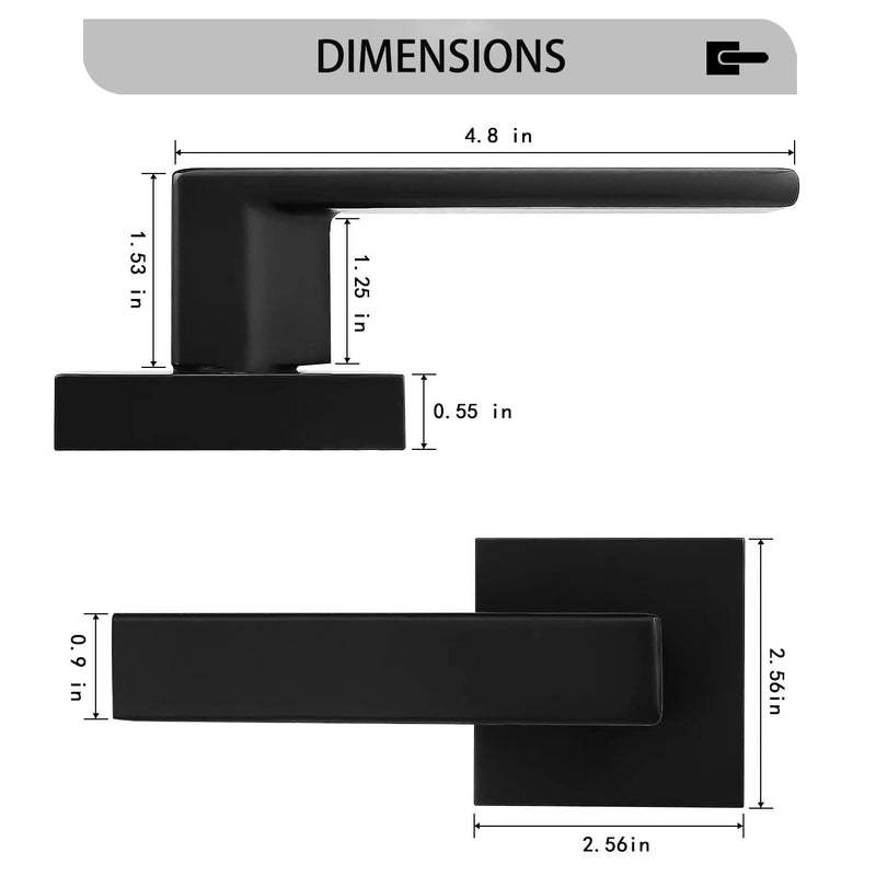 Probrico [Pack of 1]Door Lever Dummy Lever Door Handle for Closets French Doors,Square Dummy Door Lever,Non-Turning Single Side Pull with Black Finish,Easy Installation Pull Only Lever Set 1 Pack Dummy-Half Knob