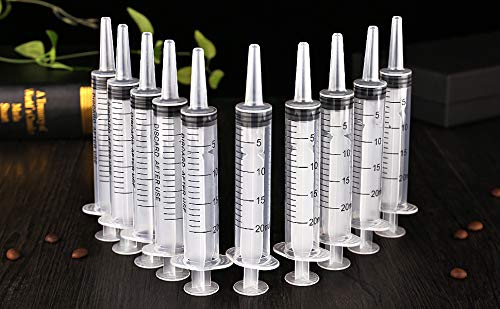 Gufastoe Pack of 10 20ml Sterile Syringes Without Needles with Cap for Small Pet Feeding Industrial Precision Application 10 Pieces Syringe 20ml