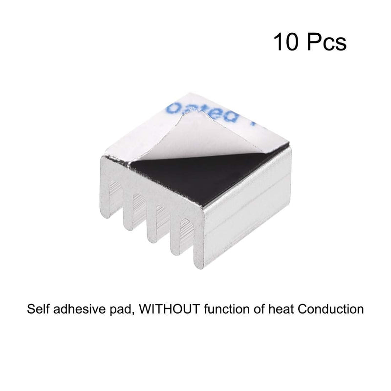 sourcing map 10pcs. 5x9x9mm Silver Aluminum Heatsink Self-adhesive Cooling 3D Printing