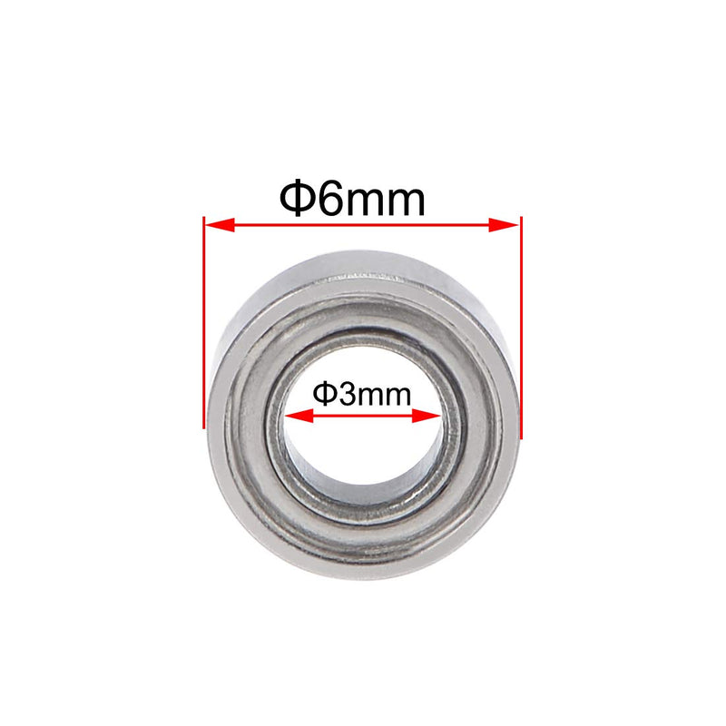 uxcell SMR63ZZ Stainless Steel Ball Bearing 3x6x2.5mm Shielded MR63ZZ Bearings 5pcs