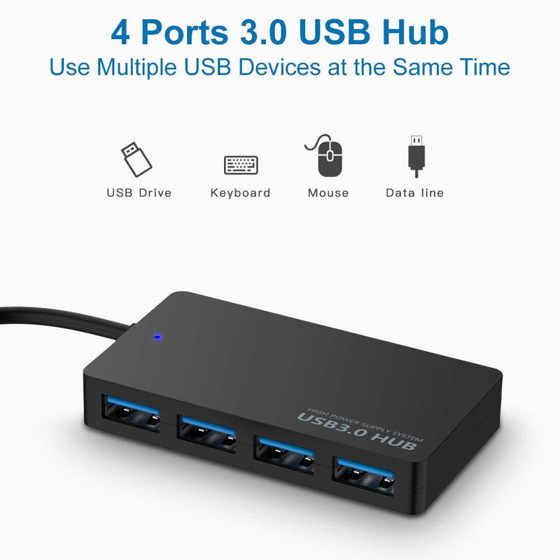 MMOBIEL 4-Port USB 3.0 Data Hub Compatible with MacBook Mac Pro/Mini iMac Surface Pro XPS Notebook PC USB Flash Drives Mobile HDD