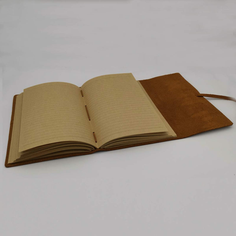 Leather Journal Writing Notebook - Genuine Leather Bound Daily Notepad for Men & Women Lined Paper 240 Kraft Pages, Handmade, Brown, 5 x 7 in 5"x7"
