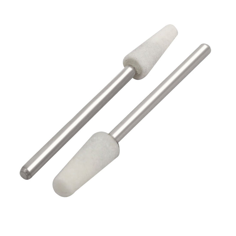 sourcing map 10pcs 2.35mm Shank 5mm Diameter White Mandrel Mounted Conical Head Grinding Tip DE de