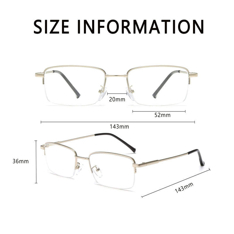 LJCZKA Half Rimless Blue Light Blocking Glasses Women Men Fresh Rectangle Computer Business Glasses Silver