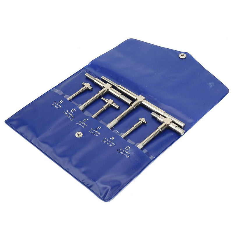 Telescoping Gage Set, 6Pcs Precision Telescopic Gauge 8-150mm Adjustable Inner Diameter Gauge Micrometer Measuring Tools T-Bore Hole Gauge