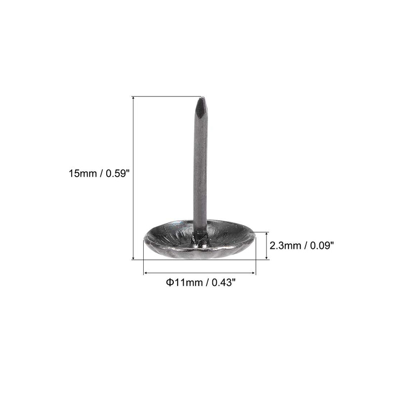 uxcell Upholstery Nails Tacks 7/16-Inch Head Dia Antique Round Thumb Push Pins Black for Furniture Sofa Headboards, 60 Pcs
