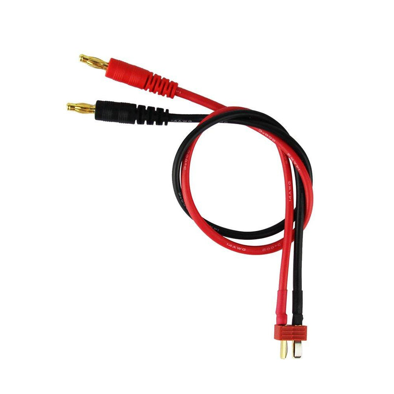 OliYin 2pcs Anti-Skid T-Plug Deans Style Connector to 4mm Banana Plugs Battery Charge Lead Adapter 14awg 30cm 11.8in Cable(Pack of 2)