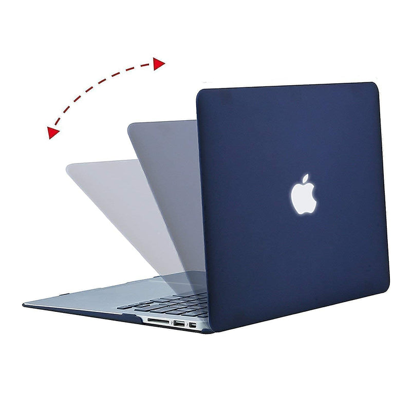 MOSISO Plastic Hard Shell Case & Vertical Sleeve Bag Compatible with MacBook Air 13 inch (Models: A1369 & A1466, Older Version 2010-2017 Release), Navy Blue