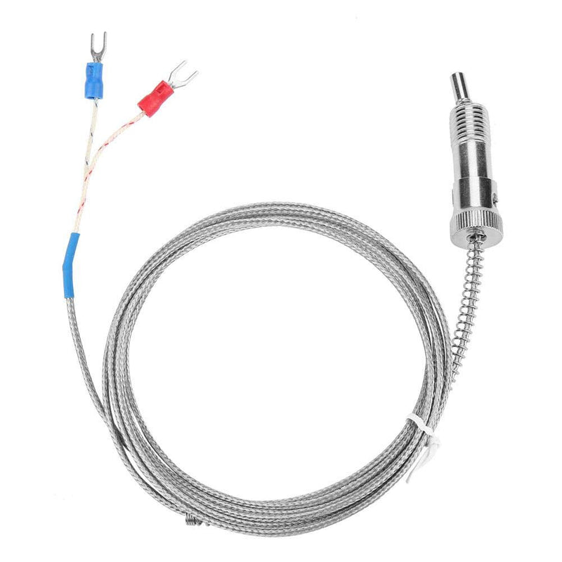 Walfront K Type Thermocouple, Bayonet Compression Spring Type K Thermocouple Temperature Sensor Probe Temperature Gauge 0-400℃ (Optional)(5 m)