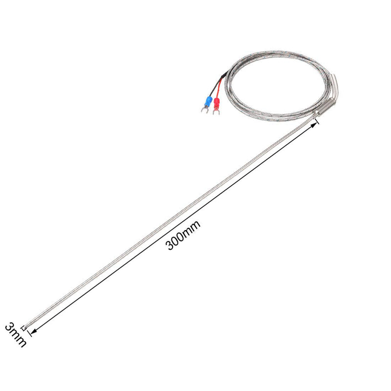 uxcell K Type Thermocouple Temperature Sensor Probe 3x300mm (0 to 800C) 5ft Temperature Controller