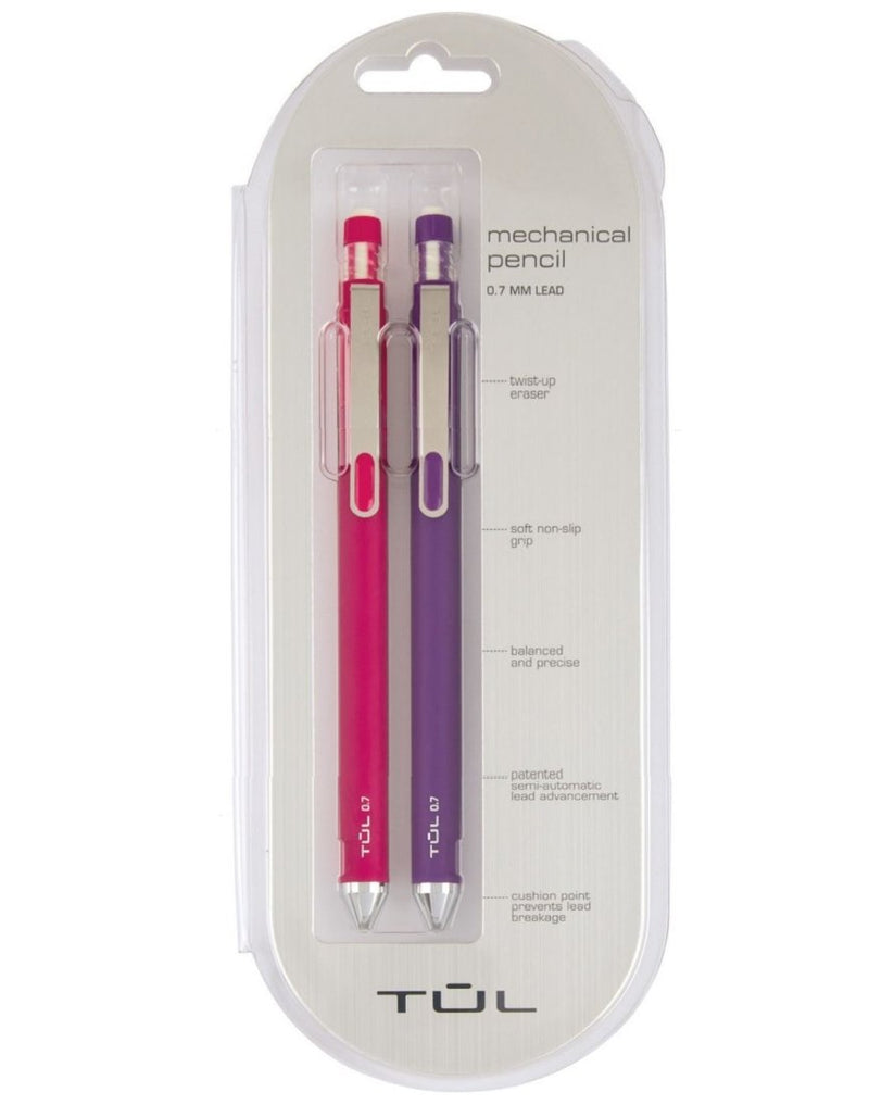 TUL 0.7mm Pink/Purple Mechanical Pencils, Eraser Refills & Lead Refills Bundle