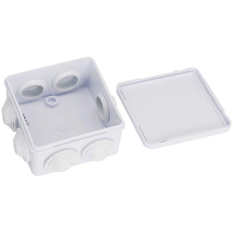 Zulkit Junction Box ABS Plastic Dustproof Waterproof IP55 Universal Electrical Boxes Project Enclosure White 3.4 x 3.4 x 2 inch (85 x 85 x 50mm) 3.4" x 3.4" x 2" With Holes