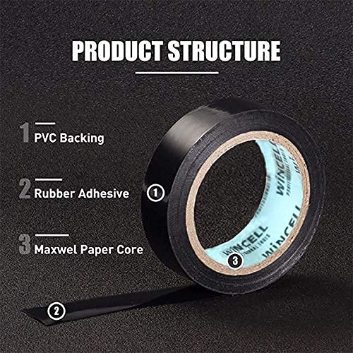 10 Pack in a Bundle Electrical Tape,Insulation roll,Black Retardant PVC Electrical Insulation Tape,3/4-in x 21 ft per roll,Waterproof Temperature Weather Resistant. Ideal Safety Tool Gift