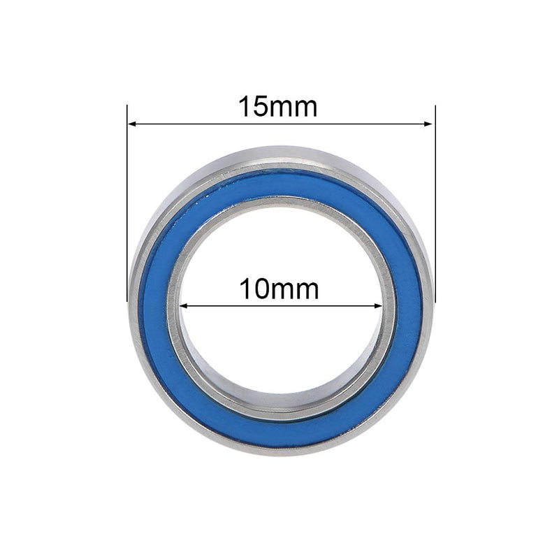 uxcell 6700-2RS Deep Groove Ball Bearings Z2 10mm x 15mm x 4mm Double Sealed Chrome Steel Blue Cover 10pcs