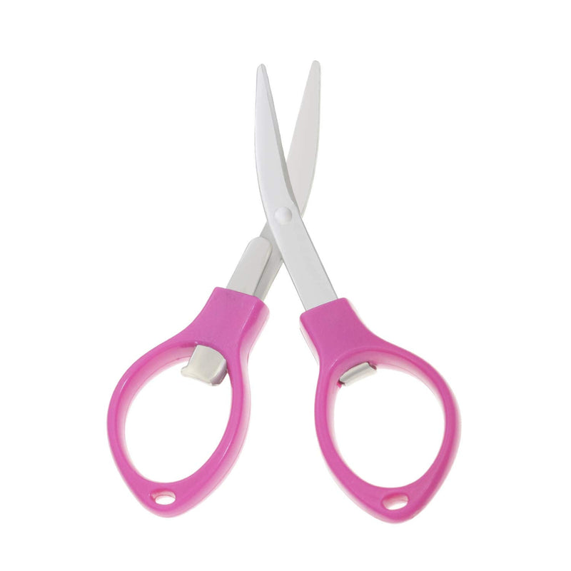 Motanar Pack of 2 Folding Safety Scissors Foldable Pocket Sharp Blade Travel Scissors Cutter - Can Hang on Your Key Chain (Rose) Rose