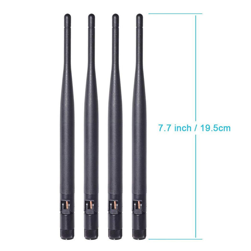 Bingfu Dual Band WiFi 2.4GHz 5GHz 5.8GHz 6dBi MIMO RP-SMA Male Antenna (4-Pack) for WiFi Router Wireless Network Card USB Adapter Security IP Camera Video Surveillance Monitor 4-Pack