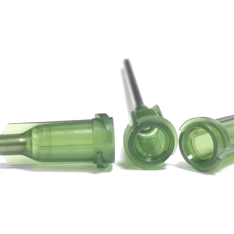 SANANTS - 14GA 1/2 Inch Dispensing Needle - Blunt Tip Luer Lock - Fluid Manifold Channel - 50 PCS,Olive