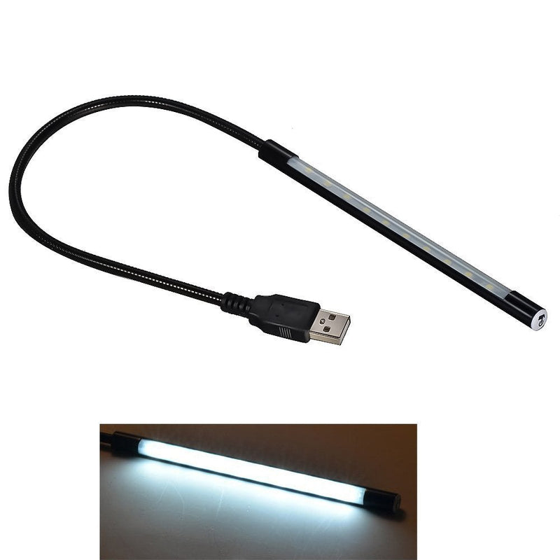 Mudder Portable USB Flexible Stick Dimmable Touch Switch LED White Light Lamp for Laptop Computer PC (Black)