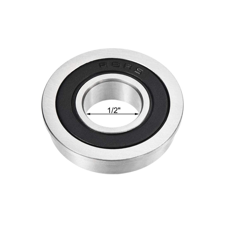 uxcell FR8-2RS Flanged Ball Bearing 1/2"x1-1/8"x5/16" Double Sealed Chrome Steel Bearing 4pcs